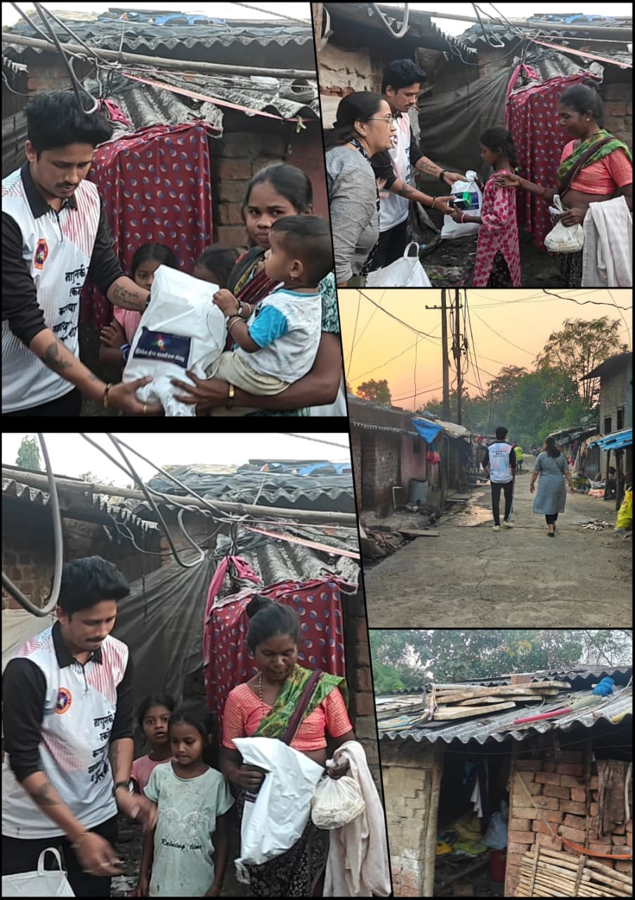 founder distributing in village